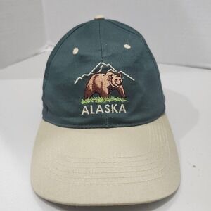 Alaska Shirt Company Grizzly Bear Hat Green Tan Snapback Baseball Cap Souvenir